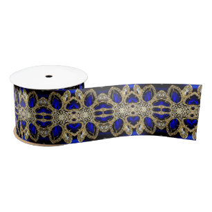Luxuriöse Trendy Stylish Gold Türkise Cobalt Blue Satinband