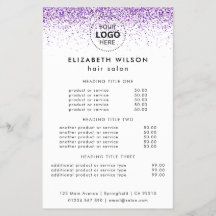 Luxuriöse Tropfen Glitzer lila Salon Flyer