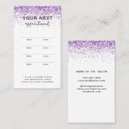 Luxuriöse Tropfen Glitzer lila Salon Terminkarte
