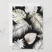 Luxuriöse Tropical Foliage Black Wedding Einladung (Rückseite)