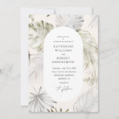 Luxuriöse Tropical Foliage Blush Wedding Einladung (Vorderseite)