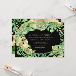 Luxuriöse Tropical Golden Foliage Hochzeit Einladung