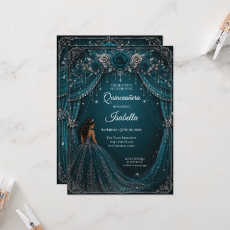 Luxuriöse Türkis-Prinzessin-Quinceañera-Einladung Einladung