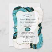 Luxuriöse türkisfarbene Perlen Hochzeit Einladung (Vorderseite)