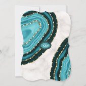 Luxuriöse türkisfarbene Perlen Hochzeit Einladung (Rückseite)