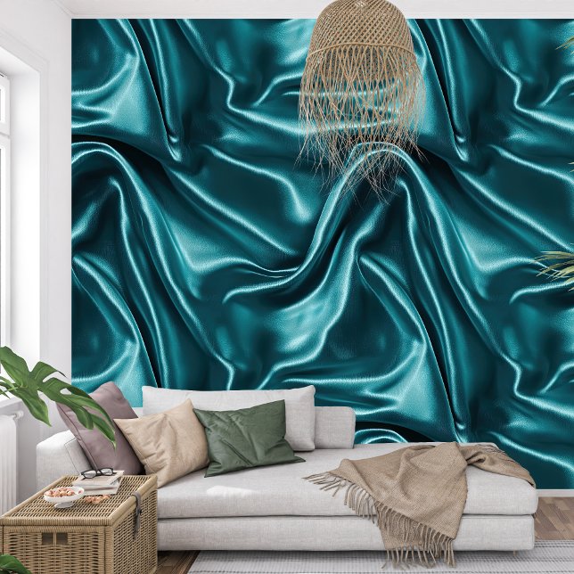 Luxuriöse, türkisfarbene Samt Textur Tapete (Luxury Turquoise Velvet Texture Wallpaper)