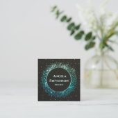 Luxuriöse Turquoise Glitzer Business Card Quadratische Visitenkarte (Stehend Vorderseite)