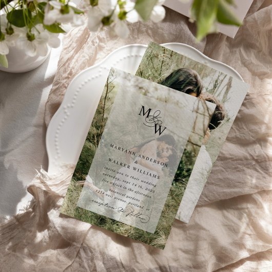 Luxuriöse Typografie Budget Imitate Velum Wedding Einladung