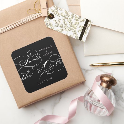 Luxuriöse Typografie Save the Date Sticker (Schenken)
