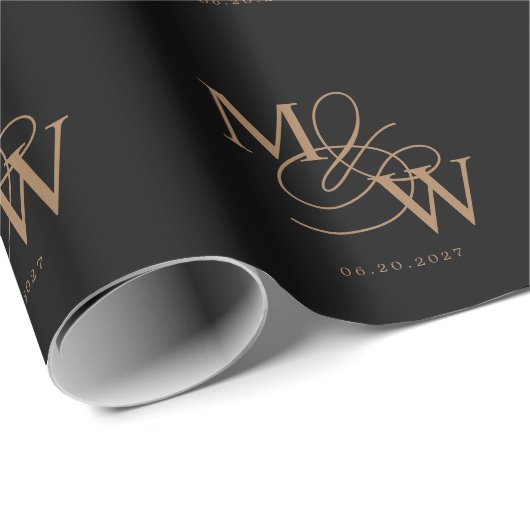 Luxuriöse Typografie Wedding Monogram Geschenkpapier (Rolleneckpunkt)