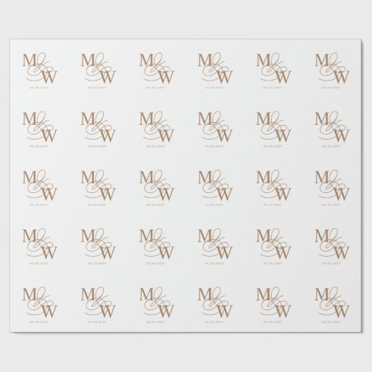 Luxuriöse Typografie Wedding Monogram Geschenkpapier (Flach)