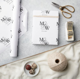 Luxuriöse Typografie Wedding Monogram Geschenkpapier
