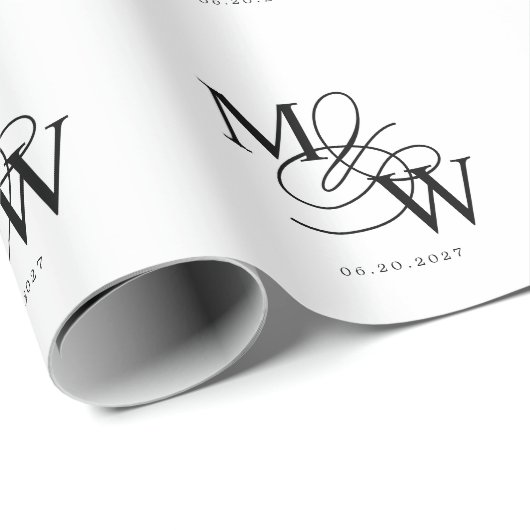 Luxuriöse Typografie Wedding Monogram Geschenkpapier (Rolleneckpunkt)