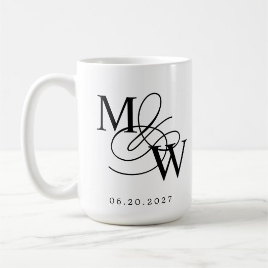 Luxuriöse Typografie Wedding Monogram Kaffeetasse (Links)