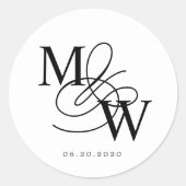 Luxuriöse Typografie Wedding Monogram Runder Aufkleber (Vorderseite)