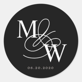 Luxuriöse Typografie Wedding Monogram Runder Aufkleber