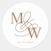 Luxuriöse Typografie Wedding Monogram Runder Aufkleber (Vorderseite)