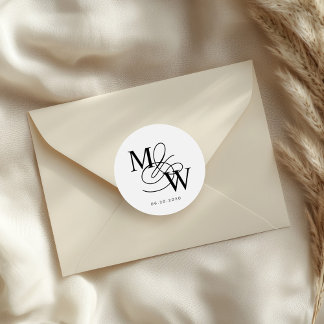 Luxuriöse Typografie Wedding Monogram Runder Aufkleber
