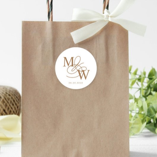 Luxuriöse Typografie Wedding Monogram Runder Aufkleber