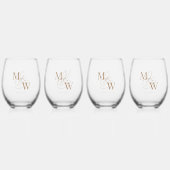 Luxuriöse Typografie Wedding Monogram Weinglas Ohne Stiel (Vorderseite)