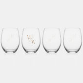 Luxuriöse Typografie Wedding Monogram Weinglas Ohne Stiel (Hinten)