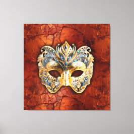 Luxuriöse Venezianische Maske auf Rot-Rost-Hinterg Leinwanddruck