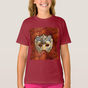 Luxuriöse Venezianische Maske auf Rot-Rost-Hinterg T-Shirt