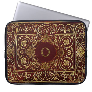 Luxuriöse Vergoldung auf ledernem Monogramm Laptopschutzhülle