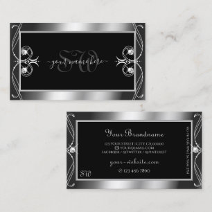 Luxuriöse Verziert Black Silver Sparkle Jewels Ini Visitenkarte