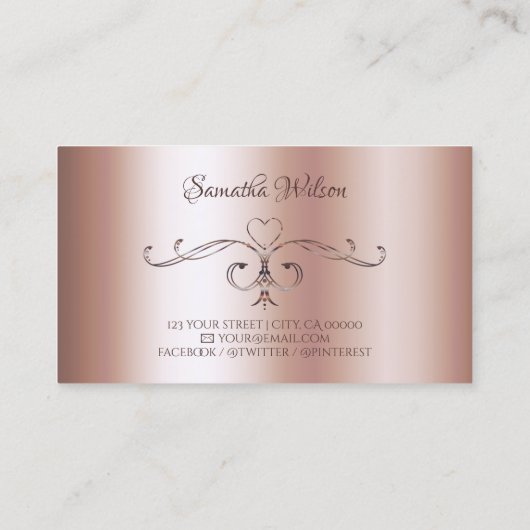 Luxuriöse Verziert Corner Borders Ornamental Rose Visitenkarte (Rückseite)