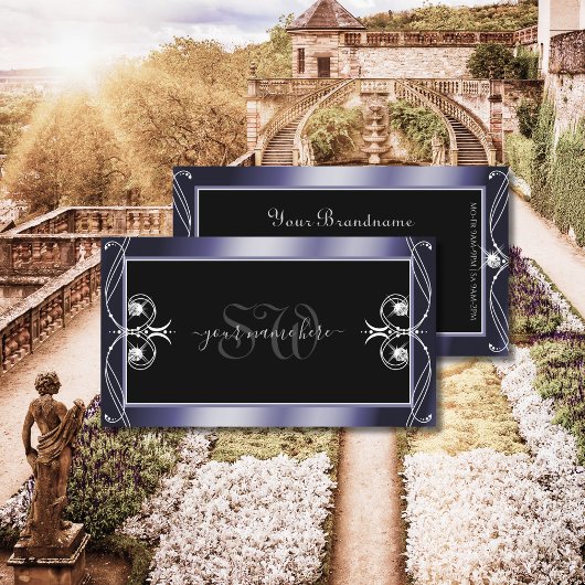 Luxuriöse Verzierte Black Blue Sparkle Diamonds In Visitenkarte