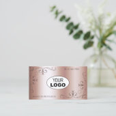 Luxuriöse Verzierte Corner Borders mit Logo Rose G Visitenkarte (Stehend Vorderseite)