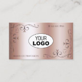 Luxuriöse Verzierte Corner Borders mit Logo Rose G Visitenkarte (Vorderseite)