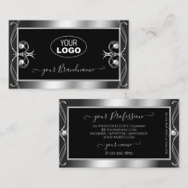 Luxuriöse Verzierte schwarze Silberschmuck-Logo hi Visitenkarte