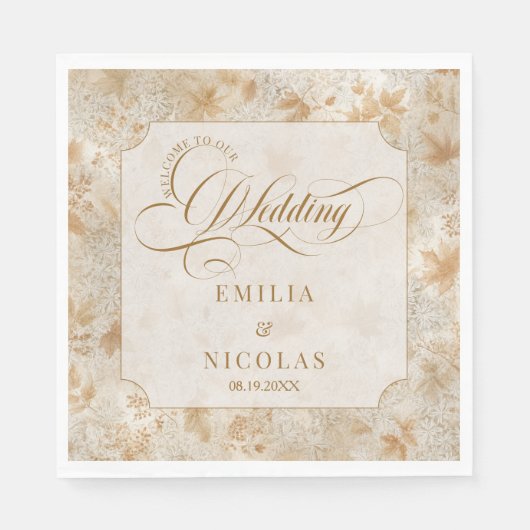 Luxuriöse viktorianische Herbst-Hochzeit Serviette (Vorderseite)