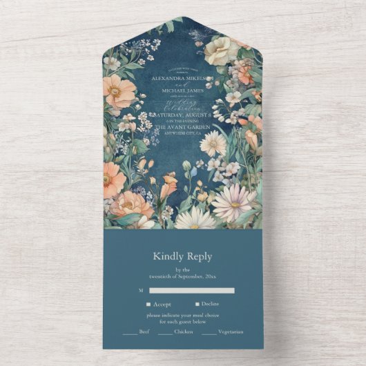 Luxuriöse Viktorianische Royal Elegance Wedding All In One Einladung (Innen Boden)