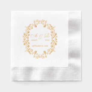 Luxuriöse Vintag Floral Monogram Servietten Mit Folie