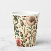 Luxuriöse Vintag florale Rustikale Illustration Pappbecher (Rückseite)