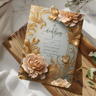 Luxuriöse Vintag inspiriert Blumenmotiv Hochzeit Einladung