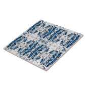 Luxuriöse Vintage Muster, marineblau, grau, weiß Fliese (Seite)