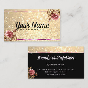 Luxuriöse Vintage Rose Glitzer Luminous Stars Chic Visitenkarte