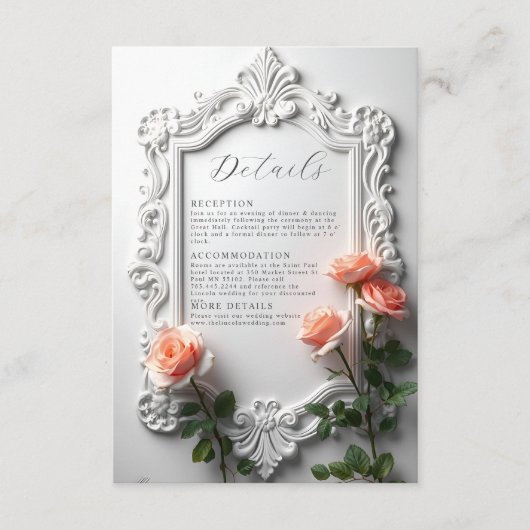 Luxuriöse Vintage Verzierte Blumenrahmen Details Begleitkarte (Vorderseite)