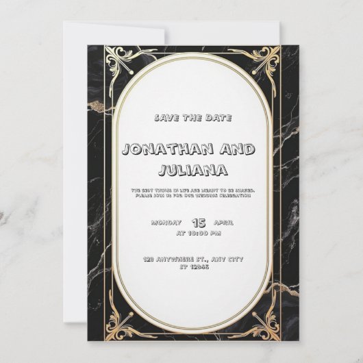 Luxuriöse Vorlage mit schwarz-weißem Marmor (Vorderseite)