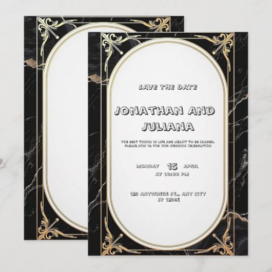 Luxuriöse Vorlage mit schwarz-weißem Marmor (Vorne/Hinten)