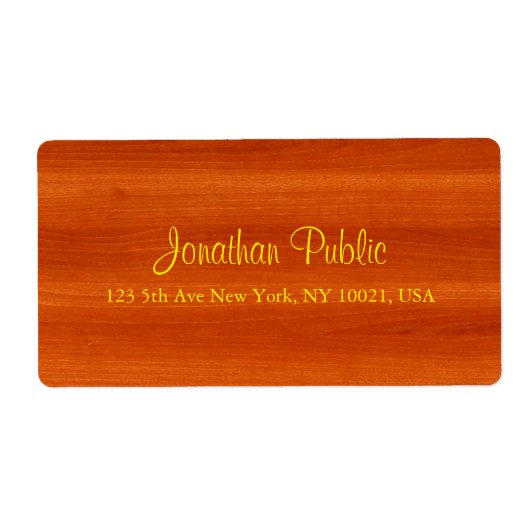 Luxuriöse Walnut Wood Gold Script Elegante Shippin (Vorne)
