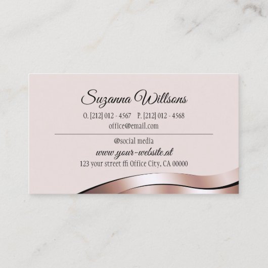Luxuriöse Wave Rose Gold-Dekoration mit Branding-L Visitenkarte (Rückseite)