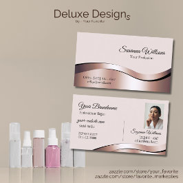 Luxuriöse Wave Rose Gold Dekoration mit Foto Delux Visitenkarte