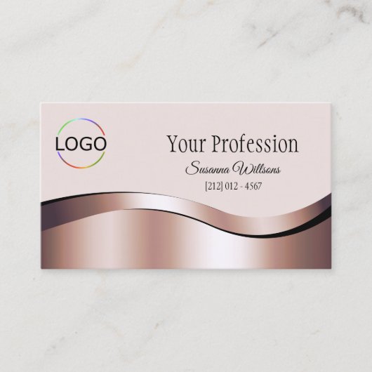 Luxuriöse Wave Rose Gold-Dekoration mit Logo-Foto Visitenkarte (Vorderseite)