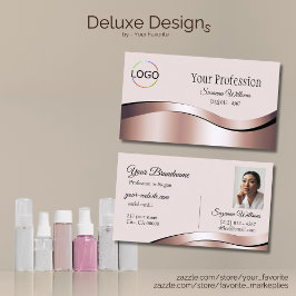 Luxuriöse Wave Rose Gold-Dekoration mit Logo-Foto Visitenkarte