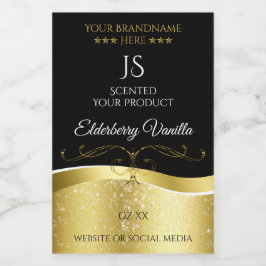 Luxuriöse Wavy Gold Dekoration dunkles Schwarz Mon Lebensmitteletikett